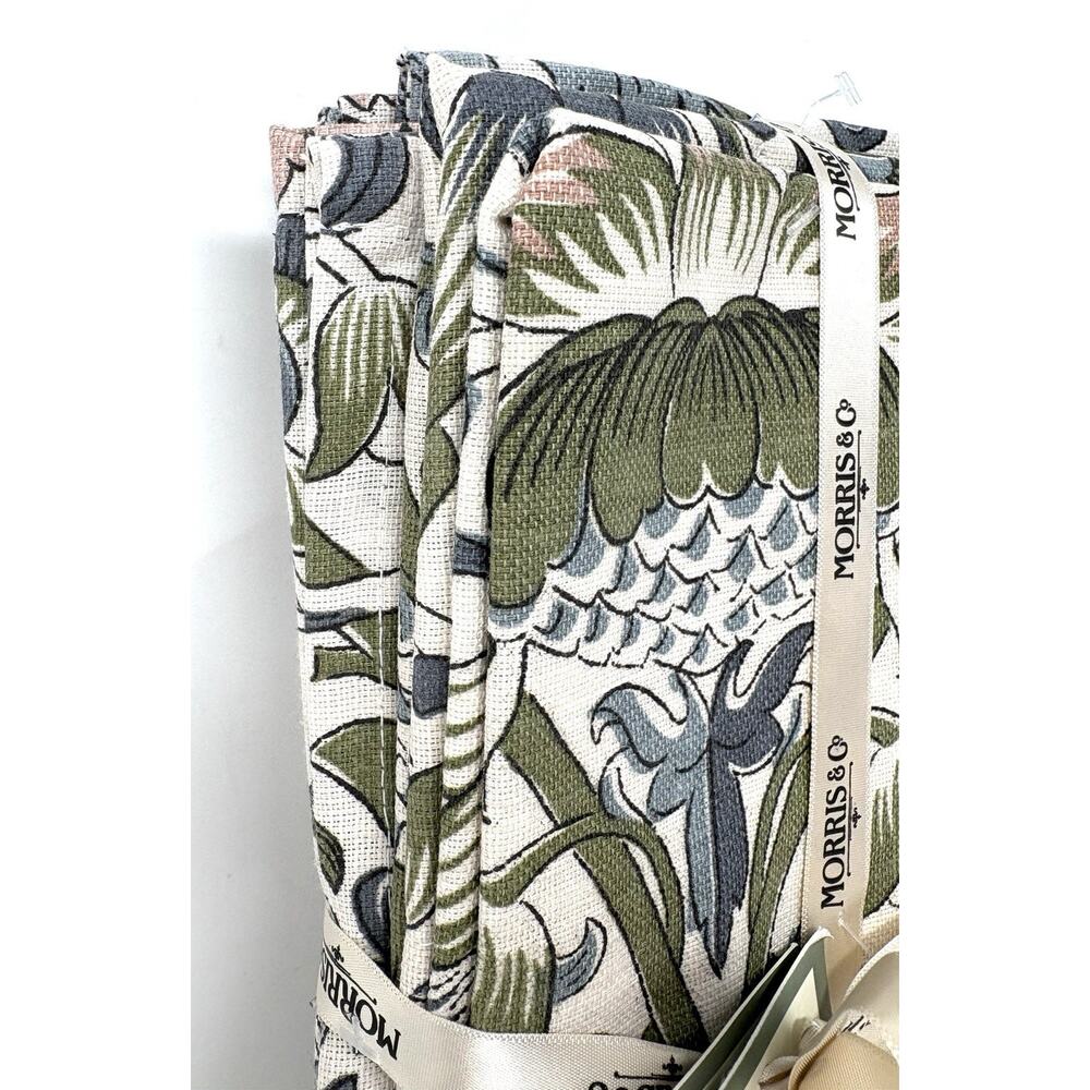 William Morris & Co. Lodden Napkins 8 Blue Green Cream Cotton Fabric 20 x 20” - Picture 6 of 11